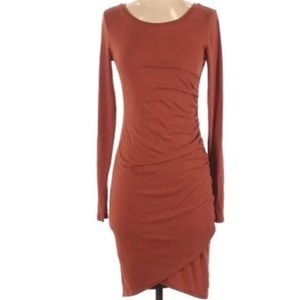 Leith Ruched Long Sleeve Bodycon Dress Small
